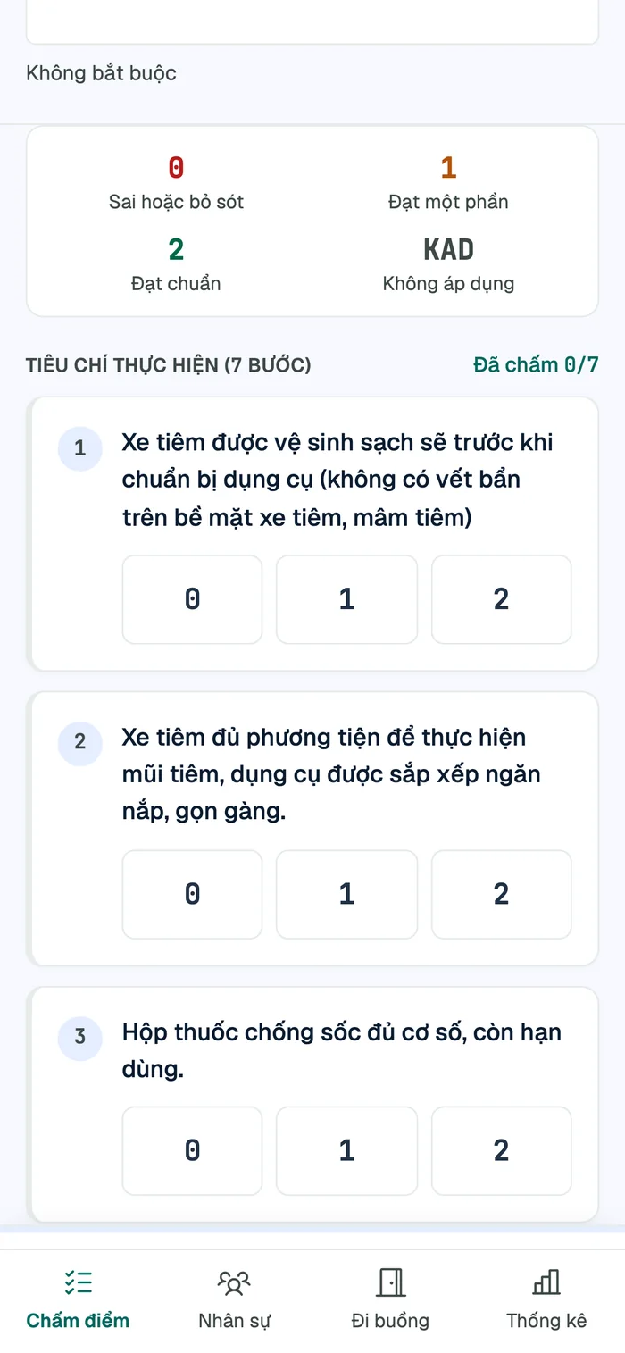 Chấm bảng kiểm trên điện thoại