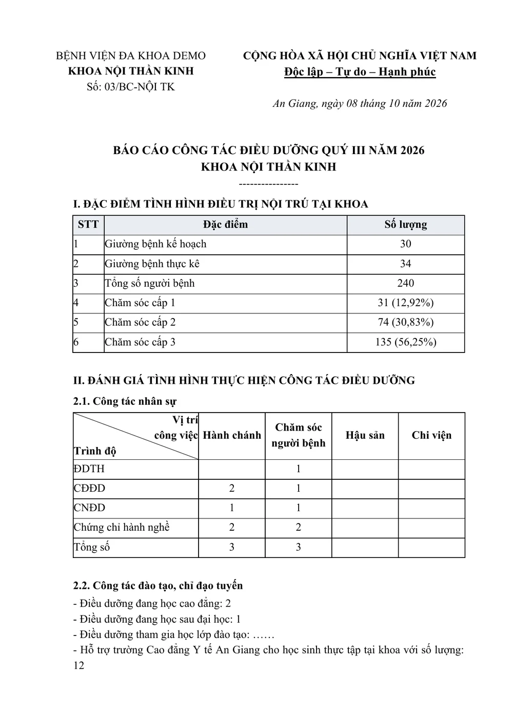 Trang báo cáo Word do hệ thống sinh ra